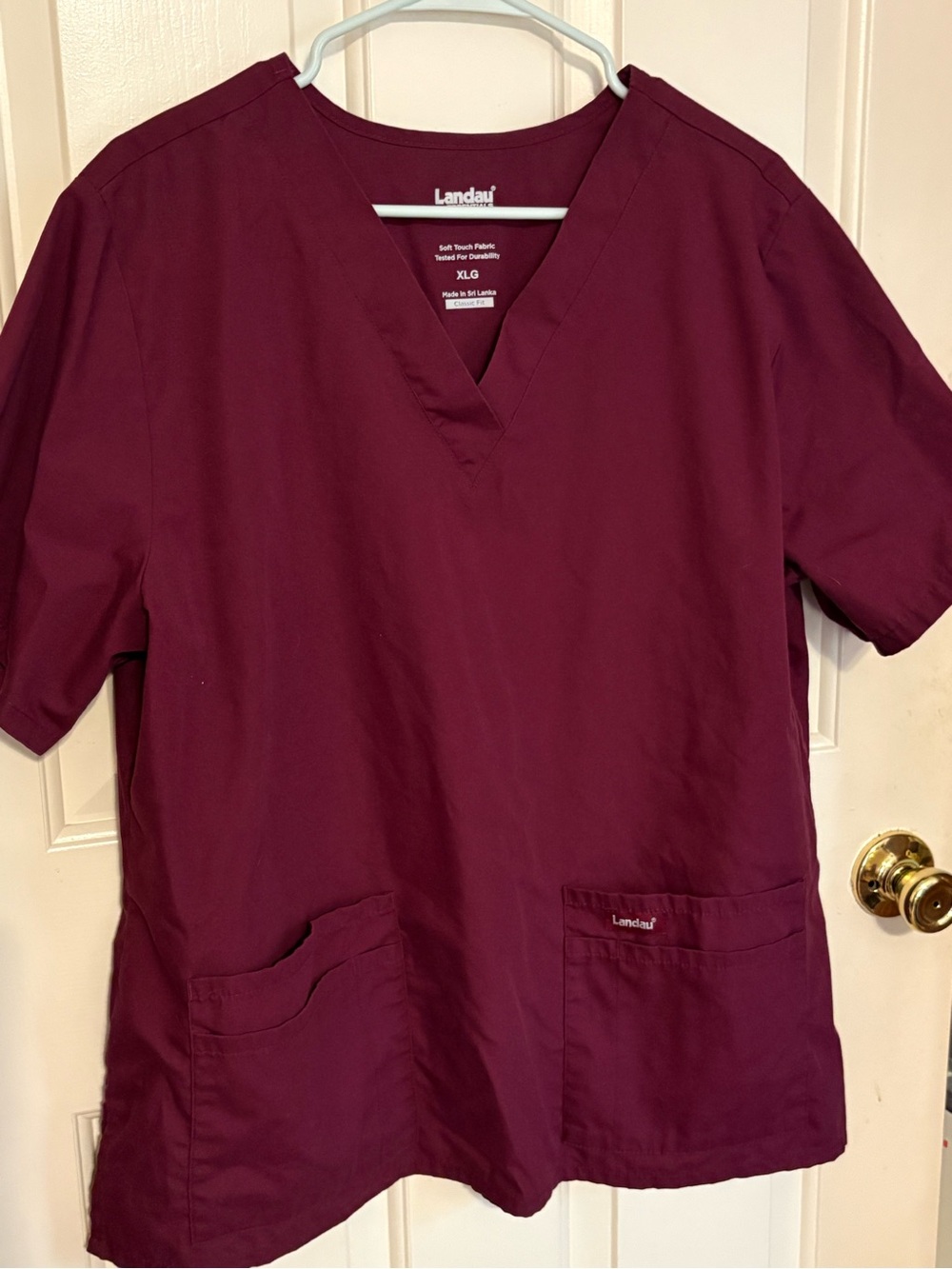 Landau V-Neck Scrub Top in Burgundy XL